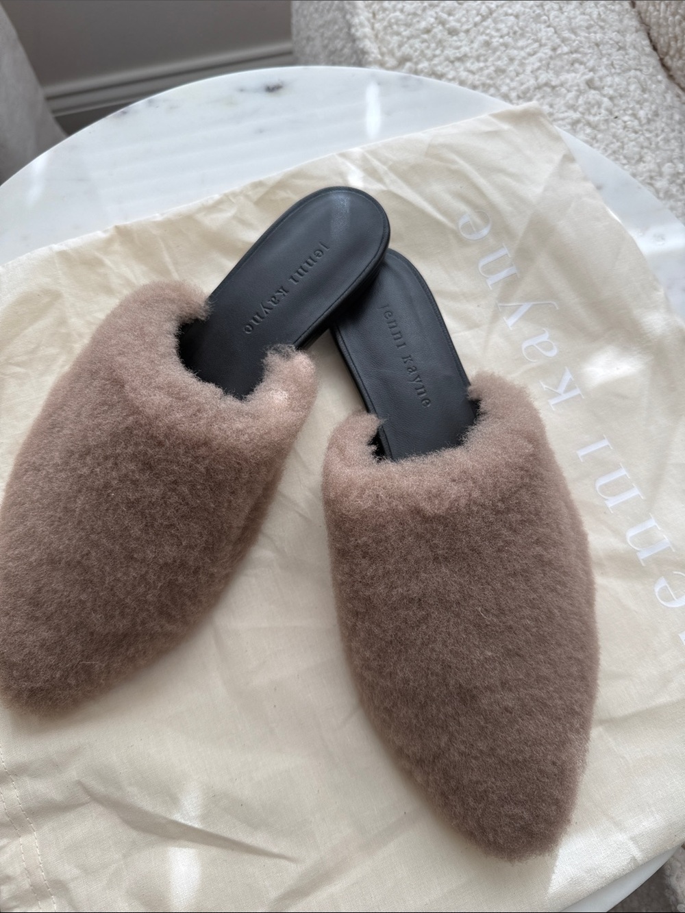 Jenni Kayne Shearling Slip On Mules Size 38